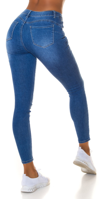Sexy hoge taille push up jeans gebruikte used look blauw